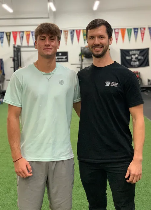 Dr. Vlad Madorsky with pro tennis player Alex V. at Physical Therapy Doc